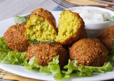 Falafel: €8/portion of 6 pieces